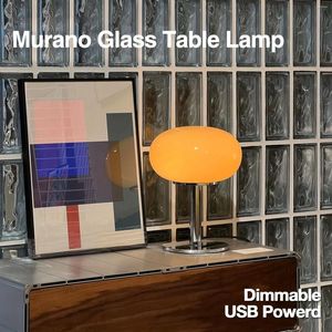 Table Lamps Murano Glass Lamp Dimmable USB Powered Ambient Light For Living Room Bedroom Home Office Perfect Bedside Night