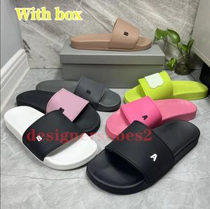 Moda Slipper Sliders Slides Paris Sandálias Sandálias para homens Mulheres Designer quente Sinpista unissex Rubber Pool Sandals Sandals Flip Flip With Box