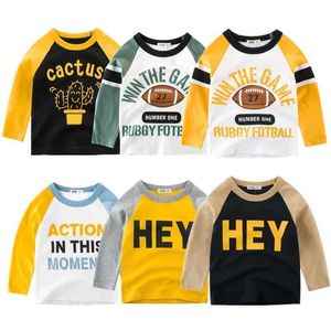 T-shirts Childrens T-shirt boys patchwork long sleeved top girls autumn and winter cotton sweater 2 3 4 5 6 7 8 years childrens T-shirt clothingL2405