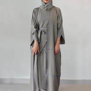 Roupas étnicas Ramadã mulheres muçulmanas roupas vestido sem mangas aberta kimono wrap hijab arabic abaya islâmico maxi vestido de túnio de peru kaftan conjunto