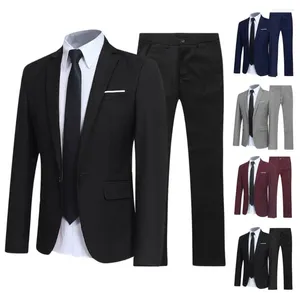 メンズスーツ1セットスタイリッシュなグルームスーツプラスサイズの男性ブレザーパンツ長袖1ボタンフォーマルなビジネスストリートウェア