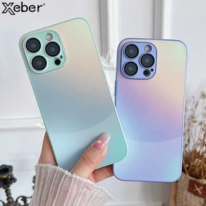 Cell Phone Cases Luxury gradient laser matte phone case suitable for iPhone 15 Pro Max 14 13 12 glass lens camera shock-absorbing bumper hard cover J240509
