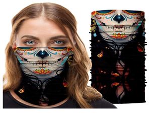 Women Bandana Mask Camouflage Headband Balaclava Neck Warmer Buff Cycling Facemask Outdoors Hunting Scarfs Snood Day of the Dead7462085