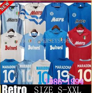 Maradona 1986 1987 1988 1999 Futebol Napoli Retro Soccer Soccer Jerseys 87 88 89 91 93 Classic Blue Home Away Away Tailandês Red Football de qualidade para homens Coppa Naples Circhas de futebol