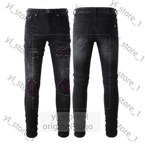 Мужские джинсы дизайнерские брюки фиолетовые джинсы бренд мужские джинсы скинни -дыра рваные байкерские брюки скинни брюки High Street Hog