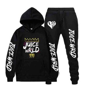 Rip Juice WRLD Felpa con cappuccio + pantaloni della tuta si adatta agli uomini donne trappola hip hop rap pullover a due pezzi set Sudaderas G1229 W5B3