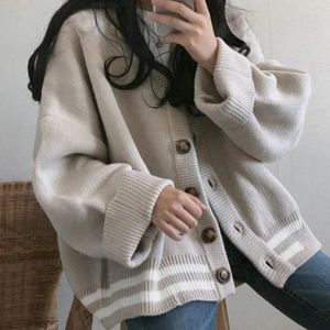 Women's Knits Mohair Thick Warm Cardigans Coats Women V-Neck Loose Casual Single Breasted Sweater Sweet Girls Korean Fashion Leisure