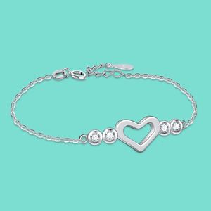 925 Sterling Silver Bracelet Hollow Out Heart Shape Zircon Inlay Ball Jewelry Birthday Gift Anniversary La Pulsera Armbanden 240423