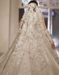 Selling Chapel Length Bridal Veils with Appliques In Stock Long Vestido De Noiva Longo Wedding Veil Lace9080477