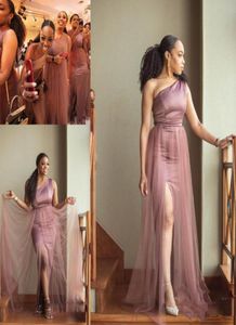 One Shoulder Dusty Rose Bridesmaid Dresses for Women Side Split Plus Size Wedding Guest Party Gowns Country Beach Maid of Honor Dr5440367