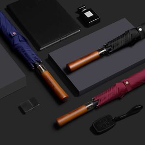 Designer Umbrella Outdoor Umbrella Sports Umbrella Long Golf Wooden Handle reta Rod pode adicionar impressão de publicidade de ponta grande guarda -chuva dupla