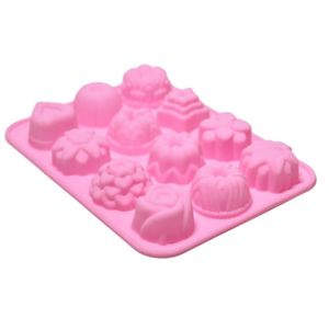 Kuchenwerkzeuge 12-Cavity-Blume Silikon Schokoladenform DIY Handgefertigte Seife Form Formen Candy Bar Fondant zum Dekorieren 299i