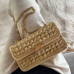 Toppkvalitetsdesigner Raffias Bag axelkedja Knitting virkning Summer Women Crossbody Flap Luxury Classique Fashion Straw Tiomphes