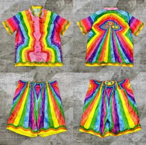 Męski garnitur marki Polos Mass Summer Hawaiian Rainbow Stripe Wzór spektakl