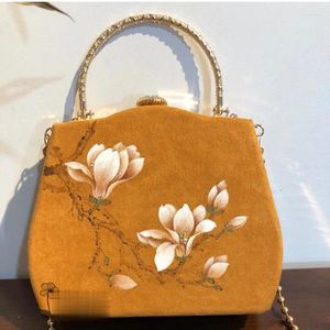 Bolsa de Magnolia pintada à mão feminina de Bag Women 2024