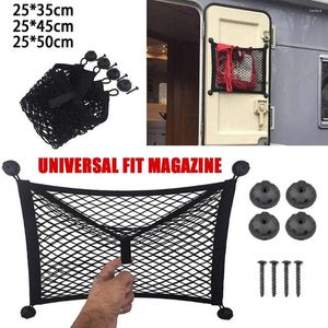 Bilarrangör Bakre bakre mesh -stamstol Elastisk sträng Net Magic Sticker Universal Storage Bag Pocket Cage For Truck Motorhome O2