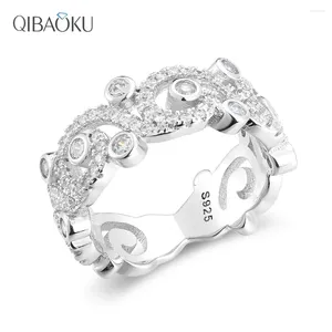 Cluster Rings 925 Sterling Silver Ring Shining Zircon Musical Note Shaped For Women Fashion Fine Jewelry