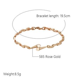 Braccialetti per matrimoni Kinel Fashion 585 Rose Gold Color Geometry Bracciale per donne Luxury Glossy Metal Bride Wedding Daily Ottimo gioiello Nuovo nuovo