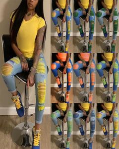 Women Fashion Hole Ripped Denim Troushers Designer Skinny Jeans Sexy Long LiM Leggings calças de rua mais femininas CL9029214