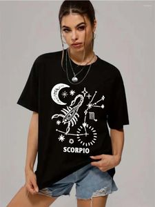 Женские футболки T 2K 2024 Summer Street Geometric Print Design Design Рубашка для шеи свободная повседневная топ с коротким рукавом Scorpio