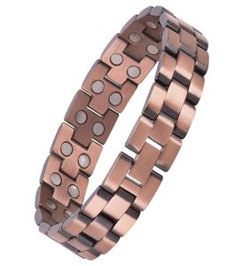 Vintage Pure Copper Magnetic Dor Relief Bracelet para homens ímãs de linha dupla Link Chain Men Jewelry1405826