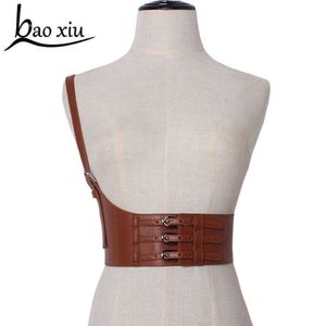 2019 Women's Wide Elastic Leather Belt Casure Corset Belt Shoulder Straps Decoration midjebältet Girl Dress Suspenders Q0624 315G