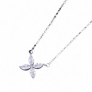 sterling sier women's four-leaf clover horse eye Seiko fi light luxury niche high-end collarbe necklace N7zQ#