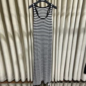 Women's dress black and white striped knitted vest dress