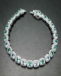 100 925 браслет стерлингового серебра Танзанит Зеленый шпинель 5 -миллиметровый женский браслет для подарков 2105241522468