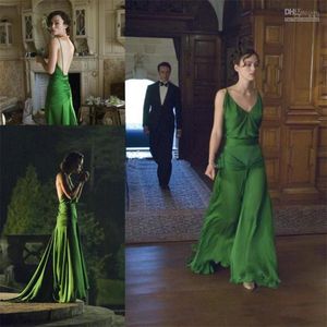 Hunter Green Dress on keira knightley from the movie atonement designed by jacqueline durran long celebrity dress Evening 263B