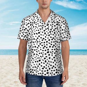 Men's Casual Shirts Dalmatian Dog Print Vacation Shirt Man Black Spotted Hawaiian Short Sleeve Design Vintage Oversized Blouses Gift