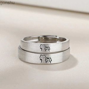 Parringar nytt mode 1 par kattungeälskare ring söt silver katt öppen ring män justerbar fingerring designer smycken gåva wx