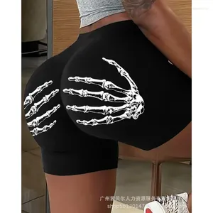 Shorts femminile Wepbel y2k Legging corto estate magro clutch sexy frizione stampato sport di yoga halloween skeleton mani ragazzo