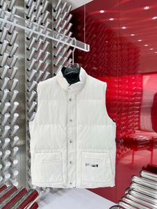 New Vest Mens Gilet Designer Jacket 자수 배지 다운 여자 깃털 가득한 재료 흑연 흑백 블루 팝 커플 코트 크기 XS-XXL White