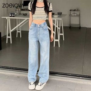 Women's Pants Capris ZOENOVA Holiday Casual Edition Womens Jeans 2024 Spring/Summer Fashion Loose Straight Wide Leg Y2K Floor Mop Q240508