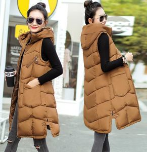 2018 Autumn and Winter New Cotton Women039s Vest Plus Long Korean Version of the Hooded Down Cotton Vest Jacket9599784