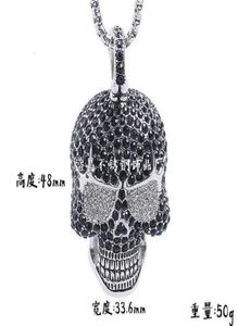 Hänge halsband halsband smycken hip hop personlighet punk super stor diamant skalle titanium stål nelace56527646619137