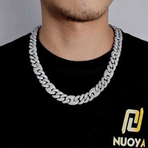 Pendanthalsband Hoyon 15mm Moissanite Cuban Chain Mens Halsband S925 Silver 18K Gold Plated Armband Hiphop Bubble Style Chain CZ Stone Jewelry J240508