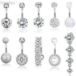 Navel Rings 10 Style Belly Button Rings for Women Men Stainless Steel Navel Rings CZ Body Piercing Jewery 14G d240509