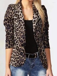 Frauenanzüge 2024 übergroßer Knopf übernommen Frauen ol Blazer Fashion Ladies Büro Frühling Sommer weibliche Leoparden -Revers -Mäntel