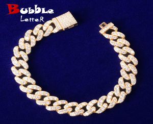 10mm guldfärg Miami Cuban Link Armband Bling Women Jewelry AAAA Zircon Charm Hip Hop Chain6681683
