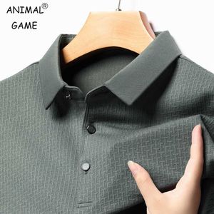 Koszulki męskie nowe męskie lop-up pusta koszula polo z długim rękawem oddychająca moda biznesowa T-shirt męski T-shirt męski 4xl D240427