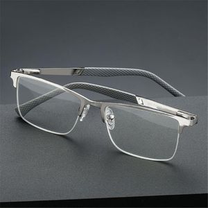 Sunglasses Business Reading Glasses Fashion Men's Anti Blue Light Metal Half Frame Glare Eye Strain UV Computer Eyeglasses 1 0- 4 3114