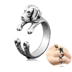 Cluster Rings 1 Piece Vintage Boho Brass Knuckle Beagle Puppy Animal Anel Ring Mini Dog Anillos Couple For Women Men Jewelry Friend