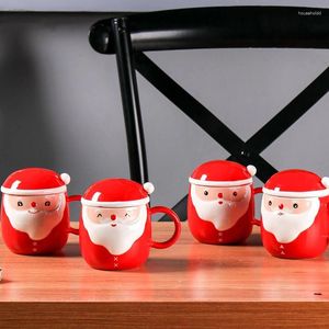 Mugs Creative Christmas Mug Homemade Ceramic Cup With Lid Spoon Coffee Home Breakfast Milk Series Gift Water