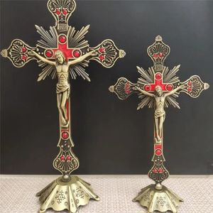 25/33cm Big Cross Home Decoration Crucifix Jesus Cristo Cruz Ligho Igreja Oração de Oração de Articulos Religiosos Catolico Cruces 240506