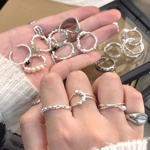 Anel de jóias de jóias de moda de designer anel de acessório de jóias com design de nicho de ponta elástica de ponta ring ring prata quebrado estilo minimalista feminino