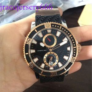 Hot Male Watches Rubber Man Watch Mechanical Automatic Style Wristwatch 44mm Black Face Transparent Back Side 031