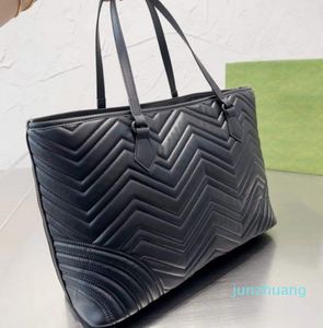 Shopping Bags woman tote bag handbag shoulder totes Large Capacity Handbags Black Leather Wave