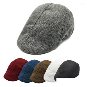 Beretti uomini e donne Beretto di lino di colore solido Four Seasons può indossare un comodo cappello traspirante viaggi per via di tempo libero in stile quotidiano Drop Deli Dhtef